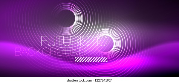 Neonringe, abstrakter Hintergrund, glänzende Linien, Vektortechno-Design