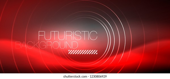 Neonringe, abstrakter Hintergrund, glänzende Linien, Vektortechno-Design