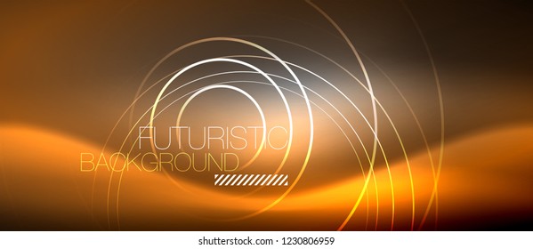 Néon círculos fundo abstrato, linhas brilhantes, vetor techno design