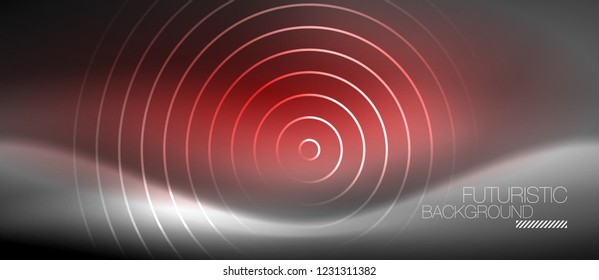 Antecedentes abstractos de los círculos neones, líneas brillantes, diseño tecnológico vectorial