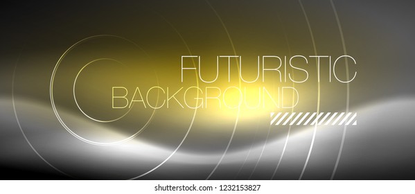Neonringe, abstrakter Hintergrund, glänzende Linien, Vektortechno-Design