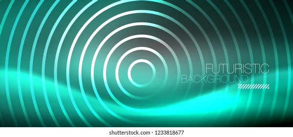 Neonringe, abstrakter Hintergrund, glänzende Linien, Vektortechno-Design