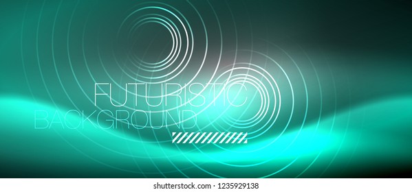 Antecedentes abstractos de los círculos neones, líneas brillantes, diseño tecnológico vectorial