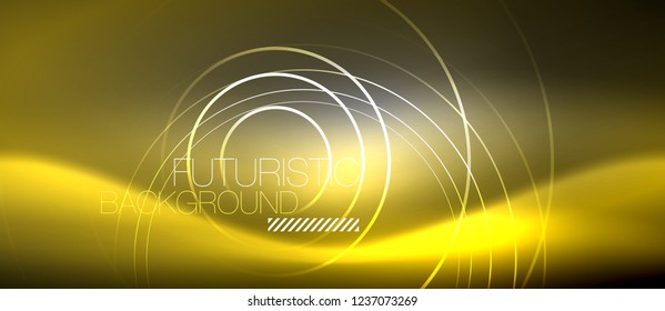 Antecedentes abstractos de los círculos neones, líneas brillantes, diseño tecnológico vectorial