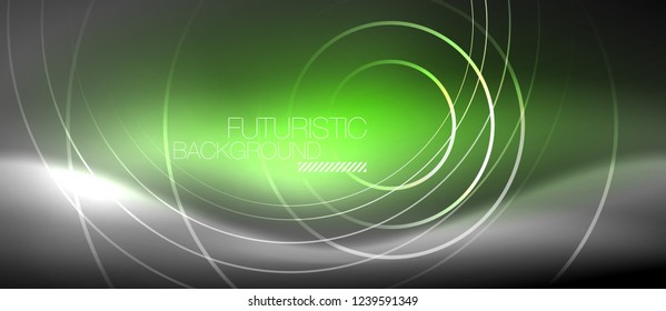 Neonringe, abstrakter Hintergrund, glänzende Linien, Vektortechno-Design