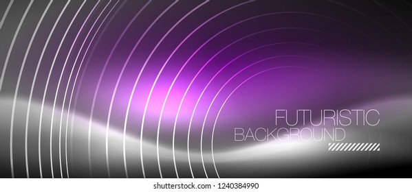 Antecedentes abstractos de los círculos neones, líneas brillantes, diseño tecnológico vectorial