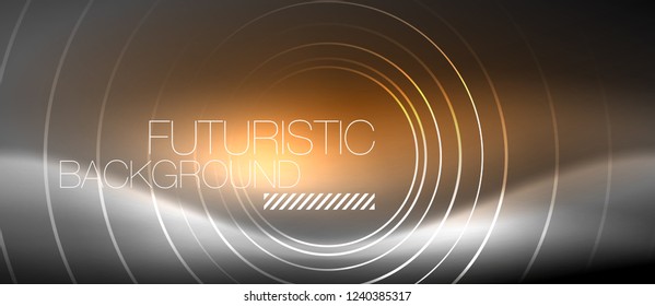 Antecedentes abstractos de los círculos neones, líneas brillantes, diseño tecnológico vectorial