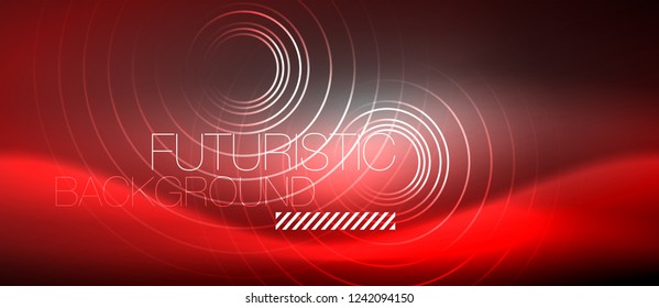 Neonringe, abstrakter Hintergrund, glänzende Linien, Vektortechno-Design