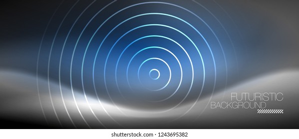 Neonringe, abstrakter Hintergrund, glänzende Linien, Vektortechno-Design