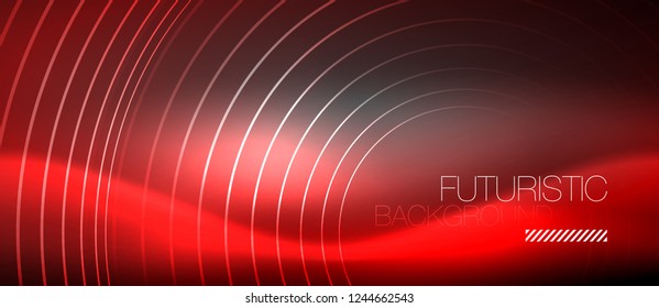 Antecedentes abstractos de los círculos neones, líneas brillantes, diseño tecnológico vectorial