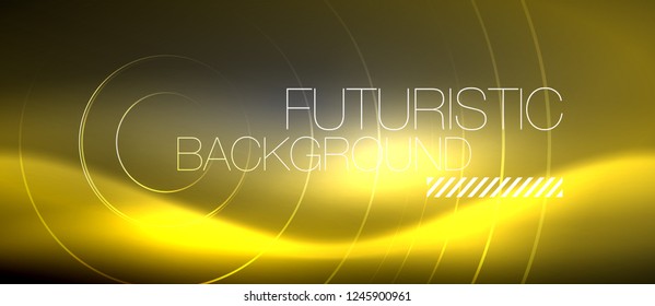 Neon circles abstract background, shiny lines, vector techno design