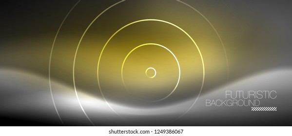 Antecedentes abstractos de los círculos neones, líneas brillantes, diseño tecnológico vectorial