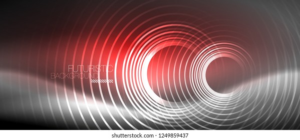 Neonringe, abstrakter Hintergrund, glänzende Linien, Vektortechno-Design