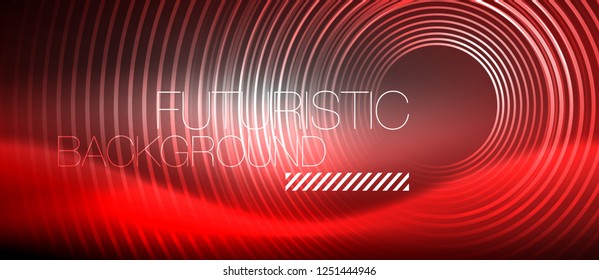 Neonringe, abstrakter Hintergrund, glänzende Linien, Vektortechno-Design