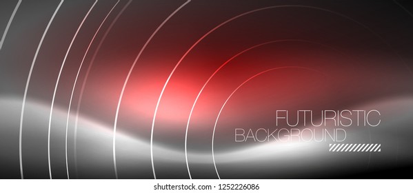 Neonringe, abstrakter Hintergrund, glänzende Linien, Vektortechno-Design