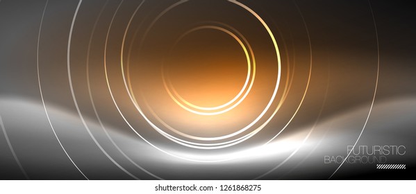 Neon circles abstract background, shiny lines, vector techno design Neon circles abstract background, shiny lines, vector techno design