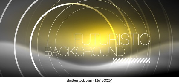 Neonringe, abstrakter Hintergrund, glänzende Linien, Vektortechno-Design