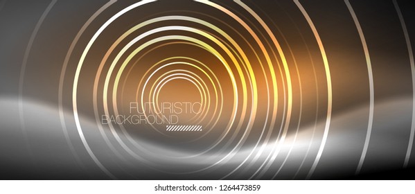 Neonringe, abstrakter Hintergrund, glänzende Linien, Vektortechno-Design
