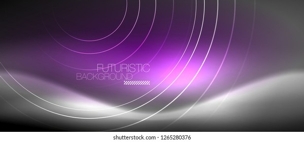 Neonringe, abstrakter Hintergrund, glänzende Linien, Vektortechno-Design
