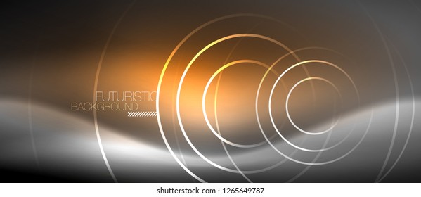 Antecedentes abstractos de los círculos neones, líneas brillantes, diseño tecnológico vectorial