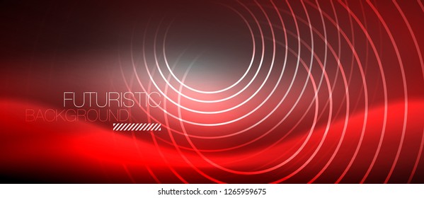 Antecedentes abstractos de los círculos neones, líneas brillantes, diseño tecnológico vectorial