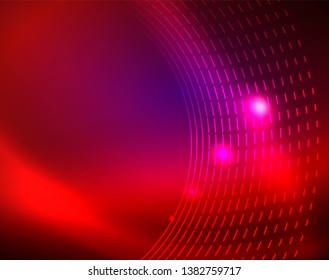 Neon circles abstract background, vector template