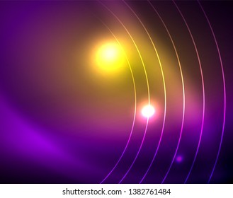 Neonringe, abstrakter Hintergrund, Vektorgrafik-Vorlage
