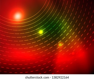 Fondo abstracto de círculos neones, plantilla vectorial