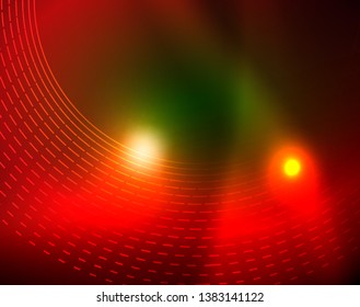 Neon circles abstract background, vector template