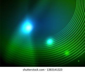 Fondo abstracto de círculos neones, plantilla vectorial