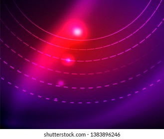 Fondo abstracto de círculos neones, plantilla vectorial
