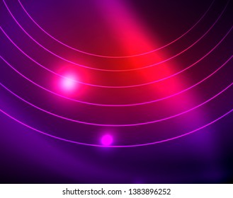 Neon circles abstract background, vector template