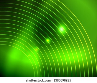 Neon circles abstract background, vector template