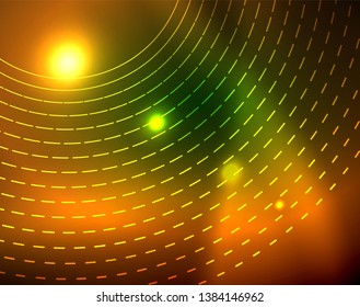 Fondo abstracto de círculos neones, plantilla vectorial