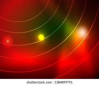 Fondo abstracto de círculos neones, plantilla vectorial