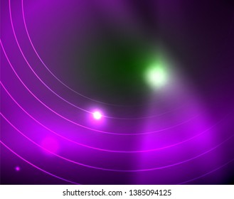 Fondo abstracto de círculos neones, plantilla vectorial