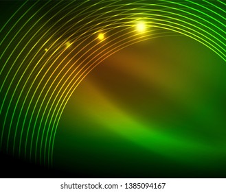 Neon circles abstract background, vector template