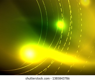 Neon circles abstract background, vector template
