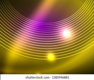 Neonringe, abstrakter Hintergrund, Vektorgrafik-Vorlage