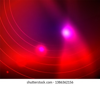 Neon circles abstract background, vector template