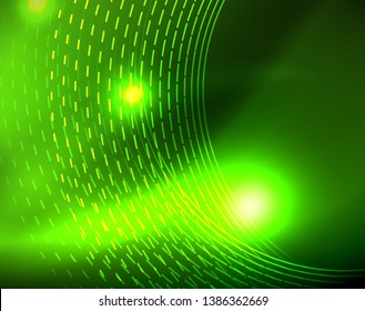 Neon circles abstract background, vector template