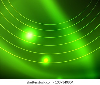 Neon circles abstract background, vector template