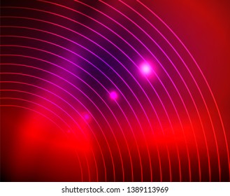 Fondo abstracto de círculos neones, plantilla vectorial