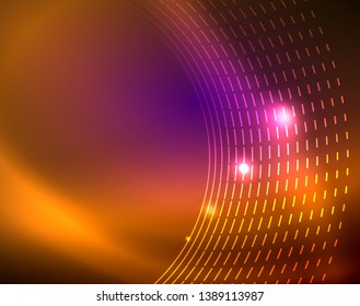 Neonringe, abstrakter Hintergrund, Vektorgrafik-Vorlage