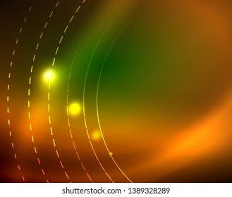 Fondo abstracto de círculos neones, plantilla vectorial