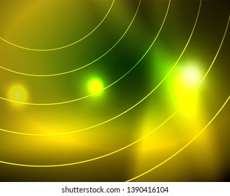 Neon circles abstract background, vector template