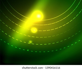 Fondo abstracto de círculos neones, plantilla vectorial