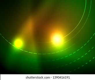 Neon circles abstract background, vector template