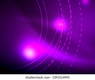Neon circles abstract background, vector template