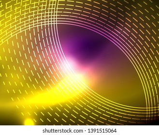 Neonringe, abstrakter Hintergrund, Vektorgrafik-Vorlage